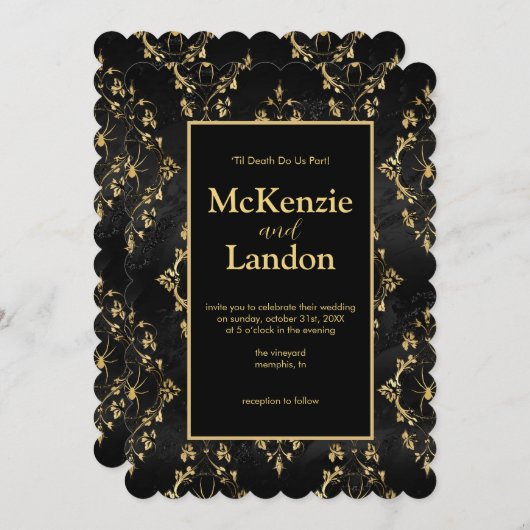 Halloween Gotische Bruiloft Uitnodiging met Spinne (Voorkant / Achterkant)