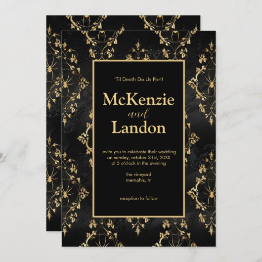 Halloween Gotische Bruiloft Uitnodiging met Spinne (Voorkant / Achterkant)