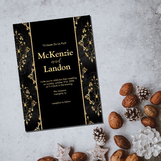 Halloween Gotische Bruiloft Uitnodiging met Spinne