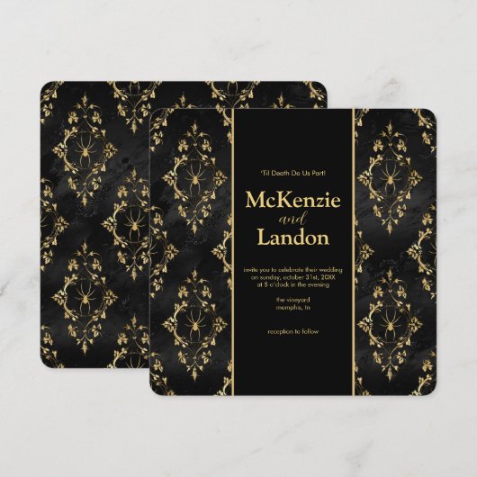 Halloween Gotische Bruiloft Uitnodiging met Spinne (Voorkant / Achterkant)