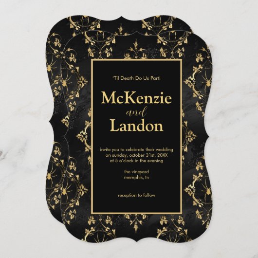 Halloween Gotische Bruiloft Uitnodiging met Spinne (Voorkant / Achterkant)