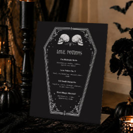 Halloween Gotische Bruiloftsbar Drankmenu Reclamebord Met Voetstuk