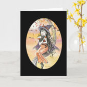 Halloween Gotische Heks Kat Kaart (Gele Bloem)