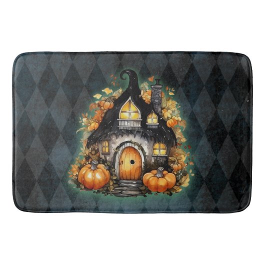 Halloween Gotische Herfst Fairy Cottage Blue Argyl Badmat (Voorkant)