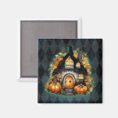 Halloween Gotische Herfst Fairy Cottage Blue Argyl Magneet (Voorkant / Achterkant)