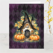 Halloween Gotische Herfst Fairy Cottage Paarse Arg Kaart (Gele Bloem)