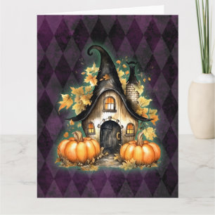 Halloween Gotische Herfst Fairy Cottage Paarse Arg Kaart
