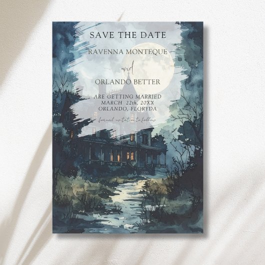 Halloween Gotische Kasteel Maan Bruiloft Save The Date
