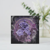 Halloween Gotische Paarse Rozen Invitation Kaart (Staand voorkant)