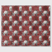 Halloween Gotische Schedel Rood Zwart Bloemen Cadeaupapier (Vlak)