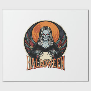 Halloween gotische skelet waarzegger Vector Afbeel Cadeaupapier