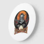 Halloween gotische skelet waarzegger Vector Afbeel Grote Klok (Hoek)