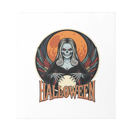 Halloween gotische skelet waarzegger Vector Afbeel Notitieblok (Voorkant)