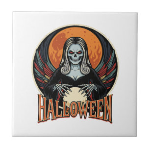 Halloween gotische skelet waarzegster Vector Af Tegeltje