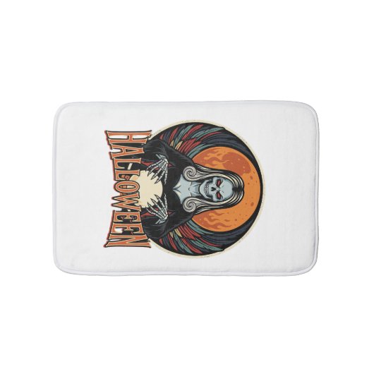 Halloween Gotische Skelet Waarzegster Vector Afbee Badmat (Voorkant)
