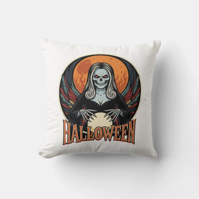 Halloween gotische skelet waarzegster Vector Afbee Kussen (Voorkant)