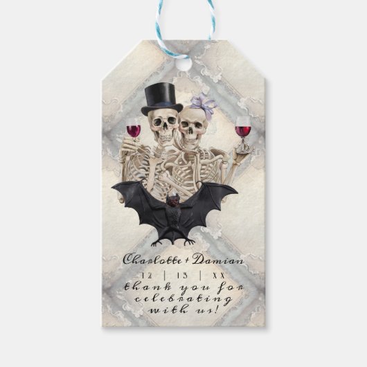 Halloween Gotische Skulls Tarot De Liefhebbers Bru Cadeaulabel (Voorkant)