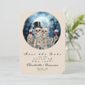 Halloween Gotische Skulls Tarot De Liefhebbers Bru Save The Date (Staand voorkant)