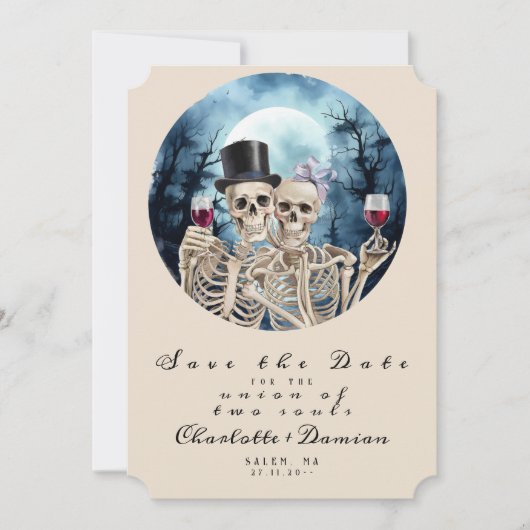Halloween Gotische Skulls Tarot De Liefhebbers Bru Save The Date (Voorkant)