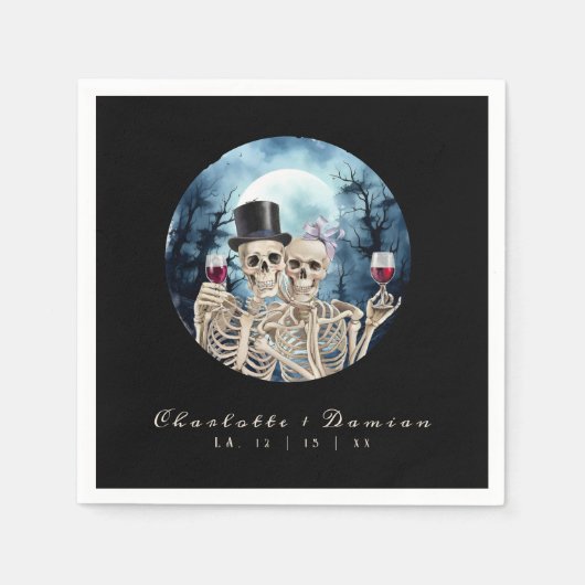 Halloween Gotische Skulls Tarot De Liefhebbers Bru Servet (Voorkant)