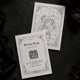 Halloween Gotische Trouw RSVP QR Code Informatiekaartje