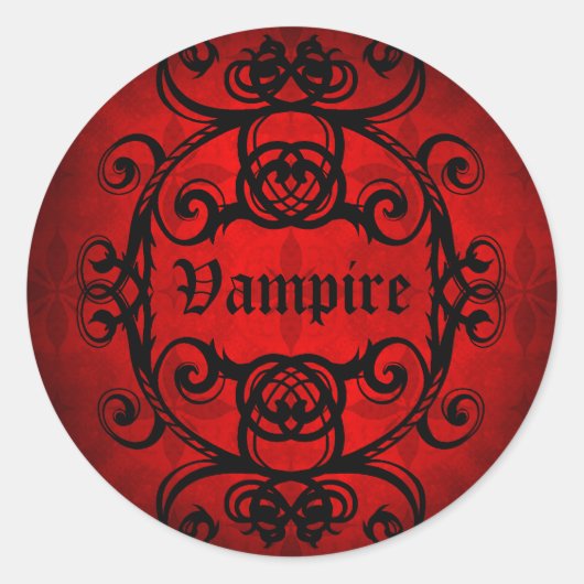 Halloween Gotische vampier romantisch design Ronde Sticker (Voorkant)