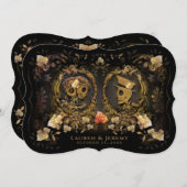 Halloween Goud Elegantie Skelet Samenkomst  Kaart (Voorkant / Achterkant)