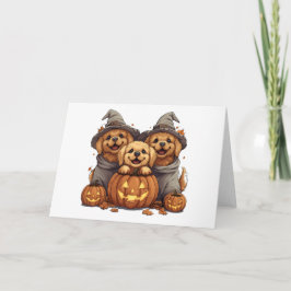 Halloween Goud Retriever Honden Jack O Lantern Kaart