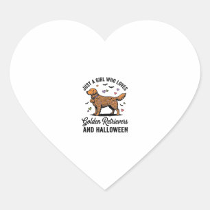 Halloween Goud Retriever Meisje Hond Moeder Vintag Hart Sticker