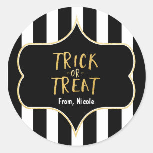 Halloween Goud TRICK OR TREAT Gestreepte Sticker
