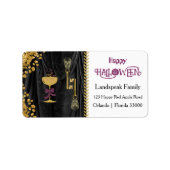 Halloween Gouden Glitter Schedels & Glitter Champa Etiket (Voorkant)