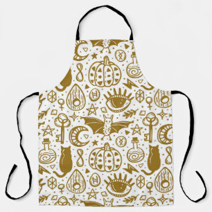 Halloween gouden inkt, naadloos silhouetpatroon. schort
