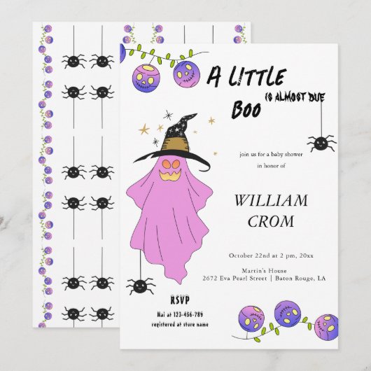 Halloween Gradient Ghost Skull Garland Baby shower Kaart (Voorkant / Achterkant)