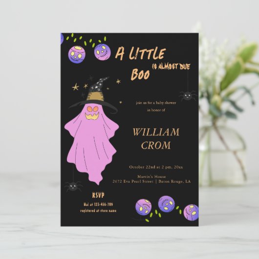 Halloween Gradient Ghost Skull Garland Baby shower Kaart (Staand voorkant)