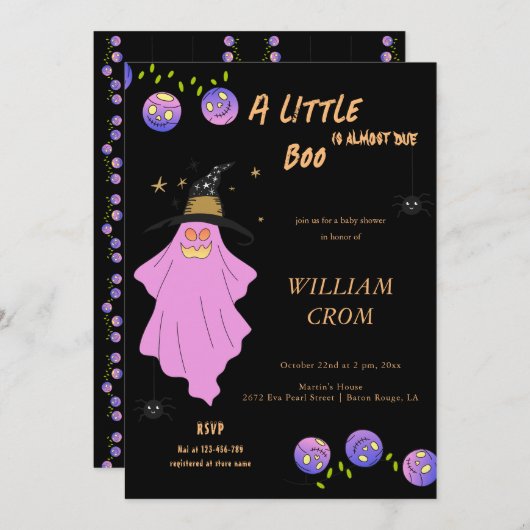 Halloween Gradient Ghost Skull Garland Baby shower Kaart (Voorkant / Achterkant)