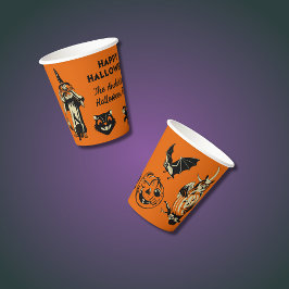 Halloween Grafische Elementen in Vintage Stijl Ora Papieren Bekers
