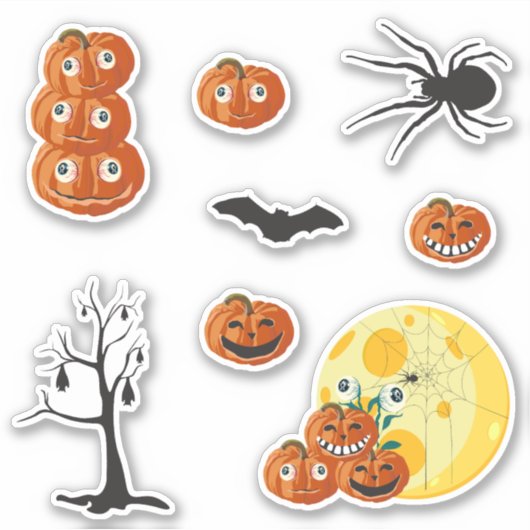 Halloween grafische elementen - pompoenen, spoken. sticker (Voorkant)