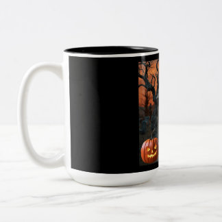 Halloween grafsteen humor "Al B Bach" Tweekleurige Koffiemok