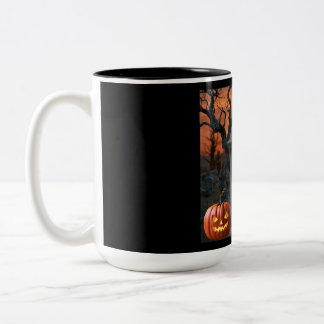 Halloween grafsteen humor "Cia N Hell" Tweekleurige Koffiemok