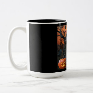 Halloween grafsteen humor "Dwayne D Tubb" Tweekleurige Koffiemok