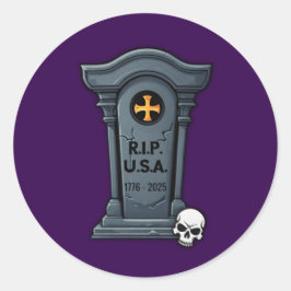 Halloween Grafsteen R.I.P. U.S.A. Ronde Sticker