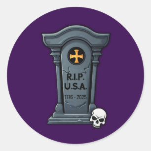 Halloween Grafsteen R.I.P. U.S.A. Ronde Sticker