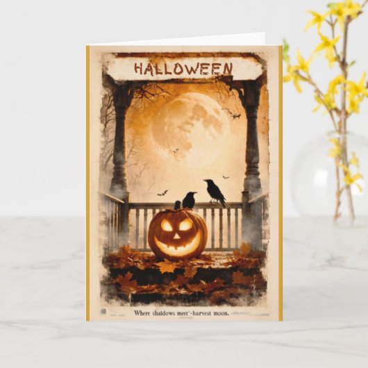 Halloween Graphic – 1960s Poster Aesthetic Kaart (Gele Bloem)