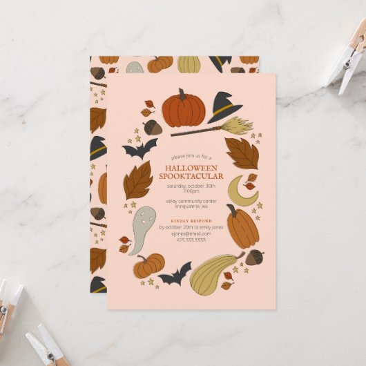 Halloween Graphic Party Kaart (Voorkant / Achterkant in situ)