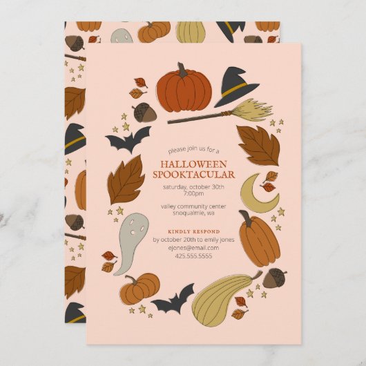 Halloween Graphic Party Kaart (Voorkant / Achterkant)