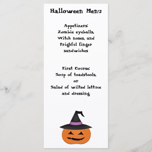 Halloween grappig diner partij eenvoudig menu (Voorkant)