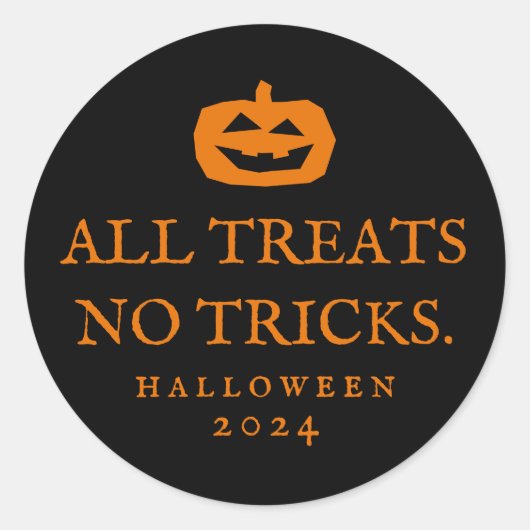 Halloween grappig, geen trucs die sticker bevoorde (Voorkant)