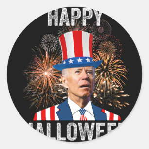 Halloween Grappig Gelukkig 4 Juli Anti Joe Biden Ronde Sticker