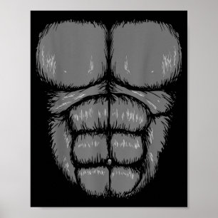 Halloween Grappig Gorilla Aap Buik Borst Kostuum Poster