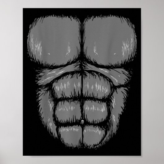Halloween Grappig Gorilla Aap Buik Borst Kostuum Poster (Voorkant)